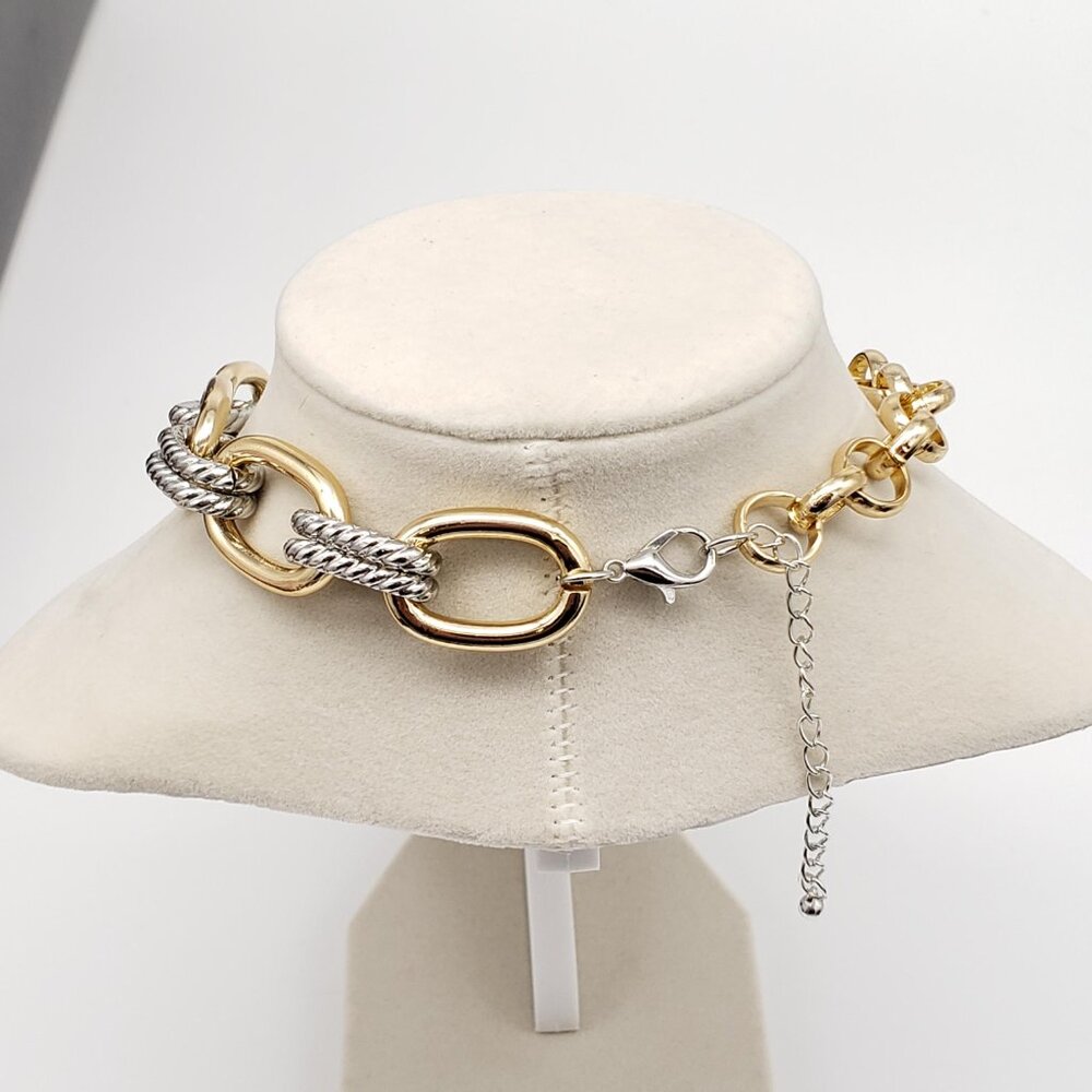 Authentic Louis Vuitton Gold Padlock 🔐 Pendant + 2 ToneFashionGeometry Necklace - Picture 4 of 9